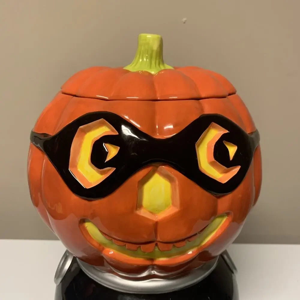 RARE Dept 56 Pumpkin Cider Drink Dispenser Masked Jack O Lantern Halloween 2008